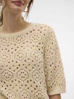 Vero Moda Cream Cotton Crochet Knit Top Size M NWT